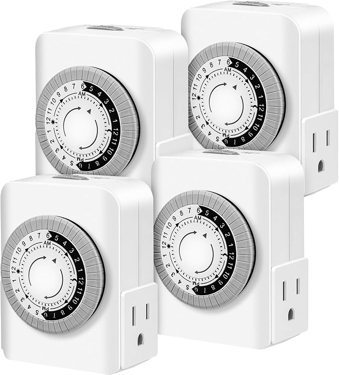AaiVrylliz Outlet Timer,Timers for Electrical Outlets Indoor with 3-Prong Dual Outlet,24-Hour 30 Minute Daily On/Off Cycle, Plug-in Mechanical Timers for Christmas Lights, Lamps