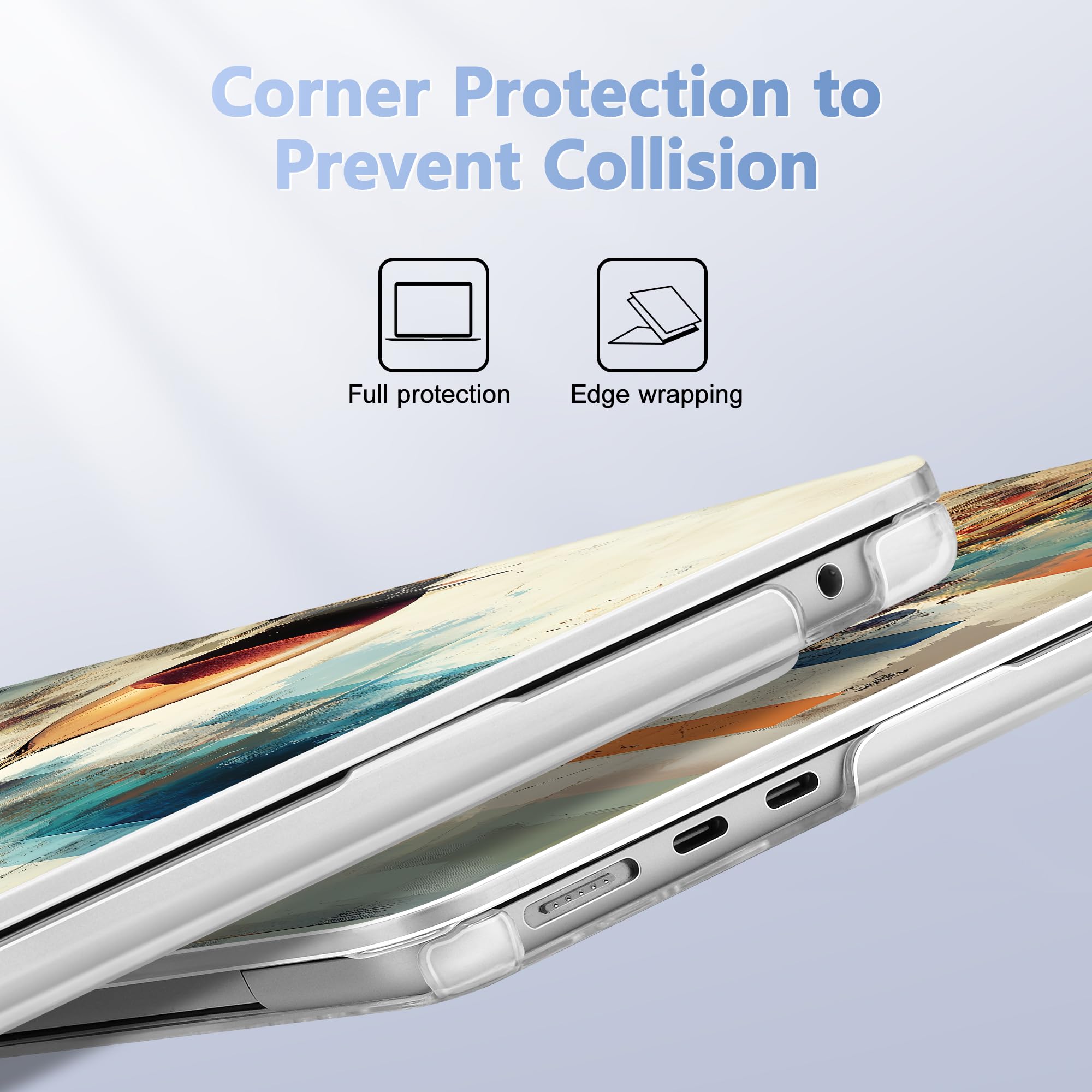 Lepeoac Case for 2026/2025/2024/2023 MacBook Air 15-inch Laptop Release M5 A3448 /M4 A3241 /M3 A3114 /M2 A2941, Stylish Protective Hard Shell Cover for MacBook Air 15.3 inch, Brain & Hourglass