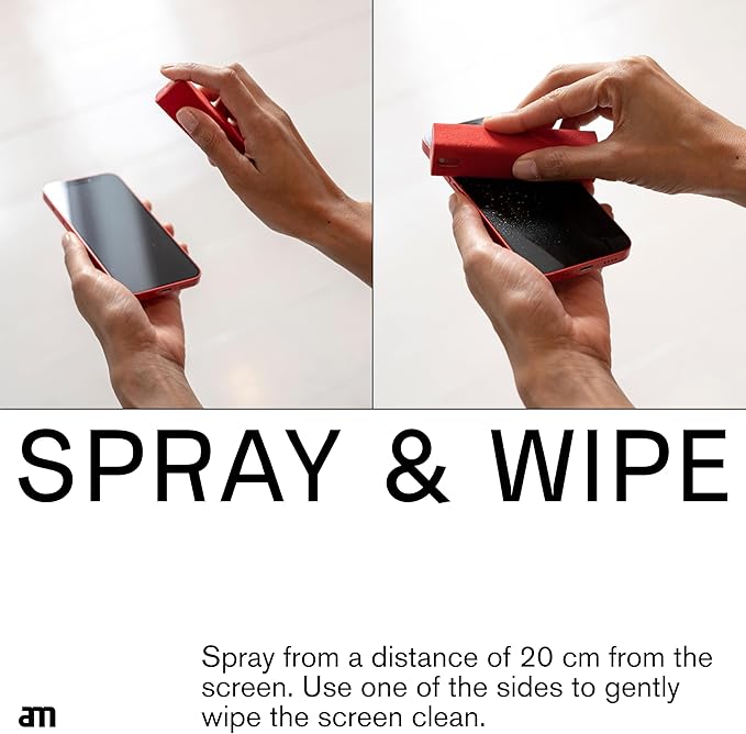 am Screen Cleaner Mist Spray with Microfiber Cloth Around – Alcohol-Free, Streak-Free Screen Cleaning Kit for Smartphones, Tablets, Laptops, Smart TVs & Car Screens, 3 Pack, Green