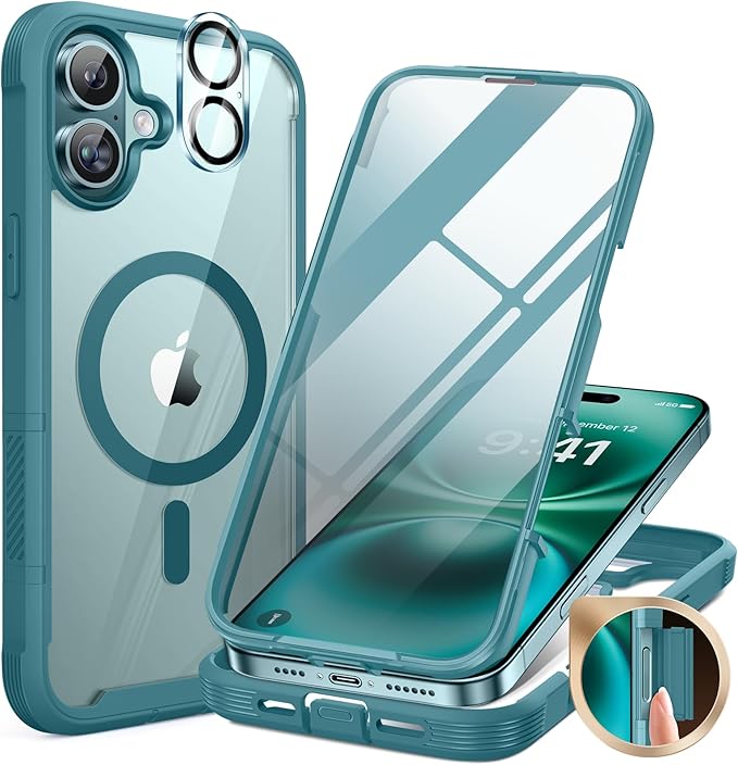 Miracase Magnetic for iPhone 12 Pro Max Case [Compatible with MagSafe] Full-Body Phone case with Built-in Glass Screen Protector& Camera Protector, Military Drop Proof 12 Pro Max Cover