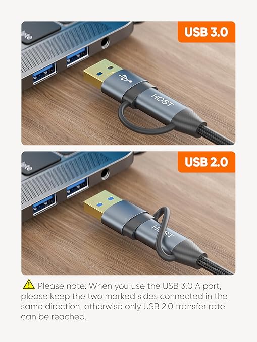 CableCreation USB C Hard Drive Cable 3FT, 5Gbps USB A/C to Micro B, USB 3.0 Cable Compatible with iPhone 15 Plus/15 Pro Max, WD, External Hard Drive, and Camera, Grey
