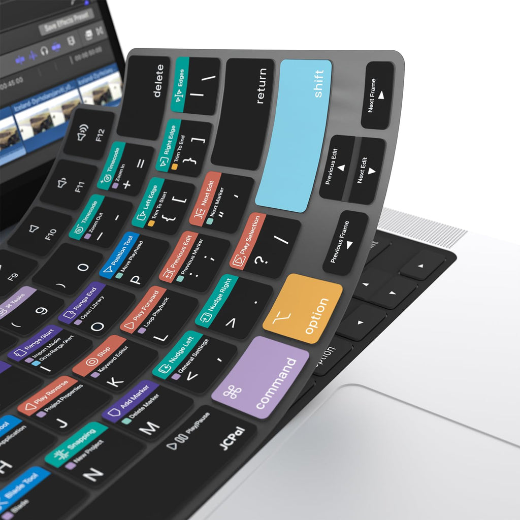 JCPal Final Cut Pro Shortcut Guide Keyboard Cover for MacBook Pro/Air/Neo