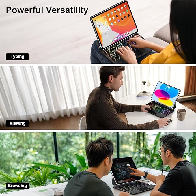 for iPad 11th (A16) & 10th Generation Case with Keyboard – Magic-Style Magnetic – Floating Cantilever Stand - Multi-Touch Trackpad Keyboard Case for iPad 11 inch 2025&10th Gen 10.9 inch (Black)