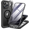 Miracase Magnetic for iPhone 12 Pro Max Case [Compatible with MagSafe] Full-Body Phone case with Built-in Glass Screen Protector& Camera Protector, Military Drop Proof 12 Pro Max Cover, Black