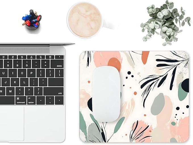 Mouse Pad, Cute Aesthetics Art Boho Mouse Pads for Desk, 9.5" x 7.9" Non-Slip Rubber Base Computer Mousepad with Women, Portable Square Design for Wireless Mouse and Pad Laptop Office & Travel