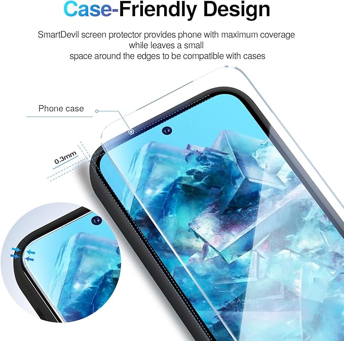 SMARTDEVIL [3+3 Pack Screen Protector For Google Pixel 8 Pro With Camera Lens Protector, FingerPrint Reader Compatible, Clear 9H Tempered Glass Film, Fast & Easy Installation, Alignment Frame