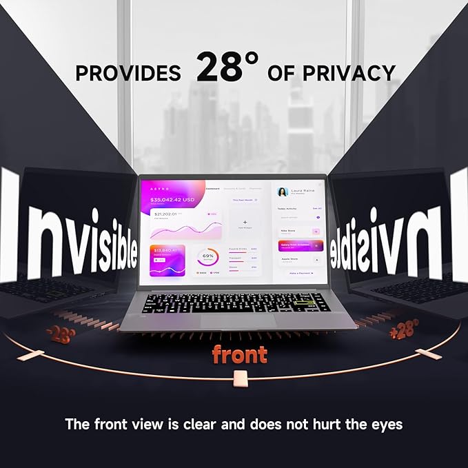 Mamol Laptop Privacy Screen 17.3 Inch, Anti Blue Light Glare Filter, Removable Shield, Anti-Scratch Screen Protector