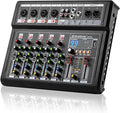 6-Channel Audio Mixer for PC, SX-6iu Mixing Console with XLR Inputs, Bluetooth, 99 Digital Signal Processor Effects, USB Interface, MP3 Compatible for Podcast, Music, Recording 9.84"x2.17"x12.6"inches