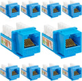Cmple - 10 Pack Cat5e Keystone Jack Insert Punch Down RJ45 Connectors RJ45 Keystone Jack 90 Degree Female for Wall Plates, Patch Panels, Patch Cables, Ethernet Cables - Blue