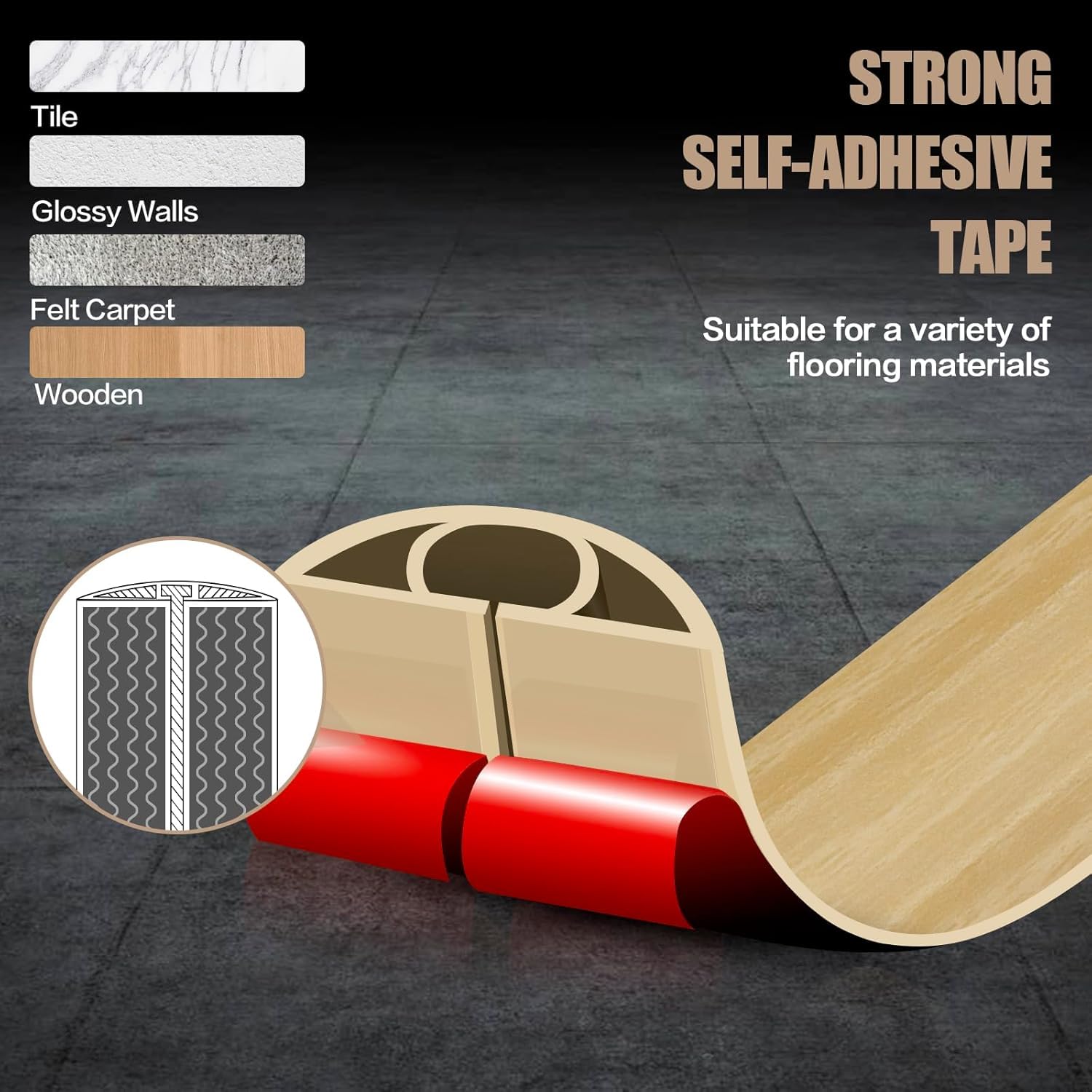 Floor Cord Cover Self Adhesive Cord Hider,3.3FT Cable Management, Extension Strip Protector for Wires, Prevent Cable Trips for Offices, Gyms, Exhibitions Cavity:0.3"(W) x0.28(H) WoodLightyellow