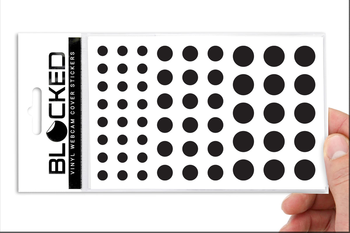 The Original Vinyl Webcam Cover Stickers | Restickable & Stackable Privacy Covers | for All Camera-endable Devices | 3-Sizes | 57 Black Hearts (Muted Matte)