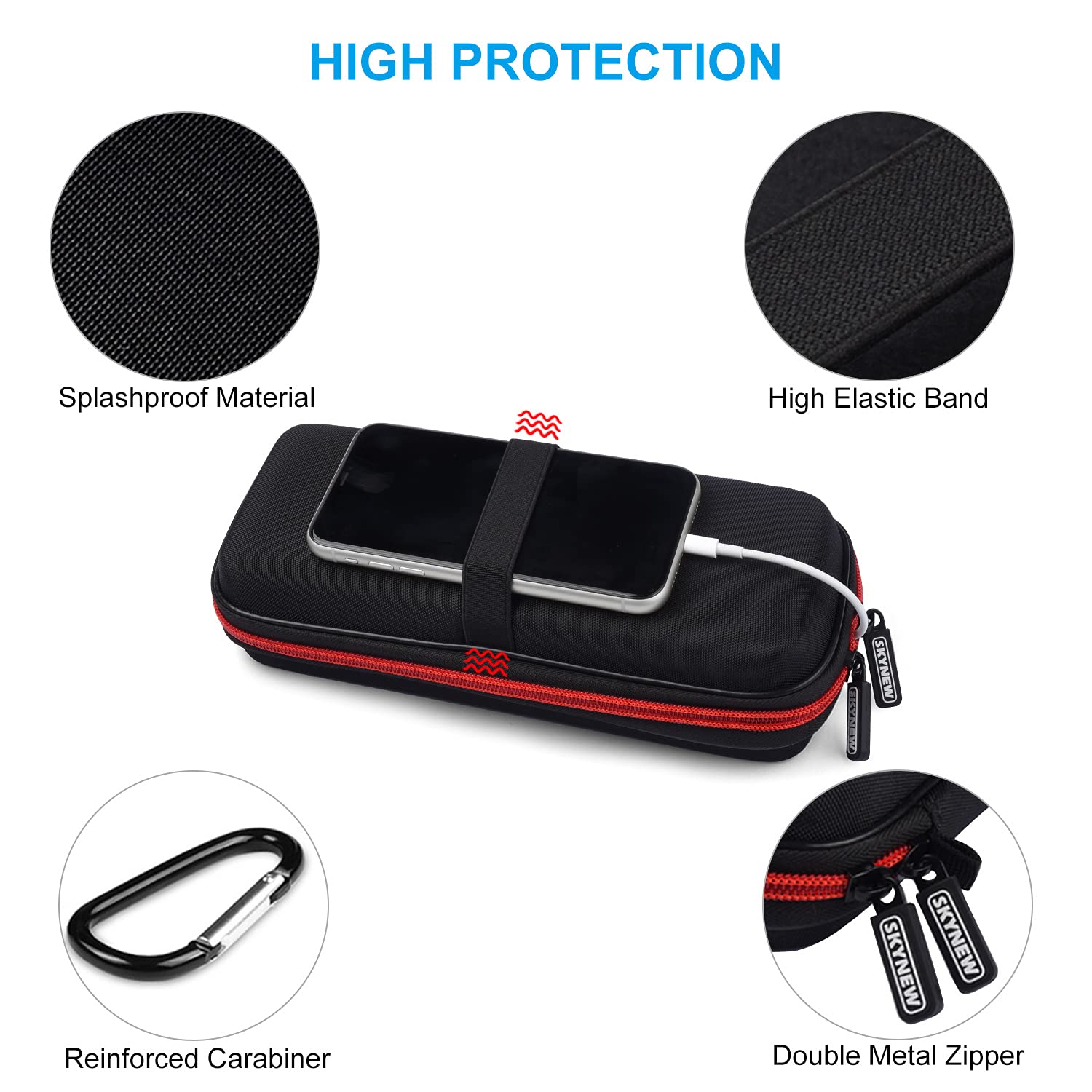 Hard Travel Case Fit for RAVPower 26800/20100/20000mAh, Anker Power Core 26800mAh/PowerCore +26800mAh, Dulla M50000 Power Bank 12000mAh, ROMOSS 30000mAh, Lab599 Tx500 Radio by SKYNEW (Large Black)