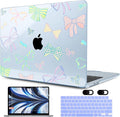 MEEgoodo Case for M4/M3/M2 MacBook Air 13.6 inch Case 2025 2024 2022, Fit Model A3240/A3113/A2681, Laptop Hard Shell with Keyboard Cover Compatible with MacBook Air 13 inch, Hand Drawn Doodles & Bow