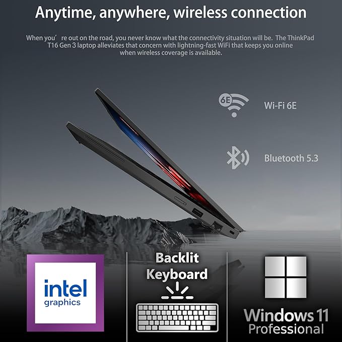 Lenovo ThinkPad T16 Gen 3 Business Laptop 16” FHD+ Display, Intel Ultra 5-125U (Beats i7-1355U), 32GB DDR5 RAM, 1TB SSD, 5MB Webcam, WiFi 6E + BT, RJ-45, HDMI, Win 11 Pro, 3 Yr Wty, AI Copilot - Black