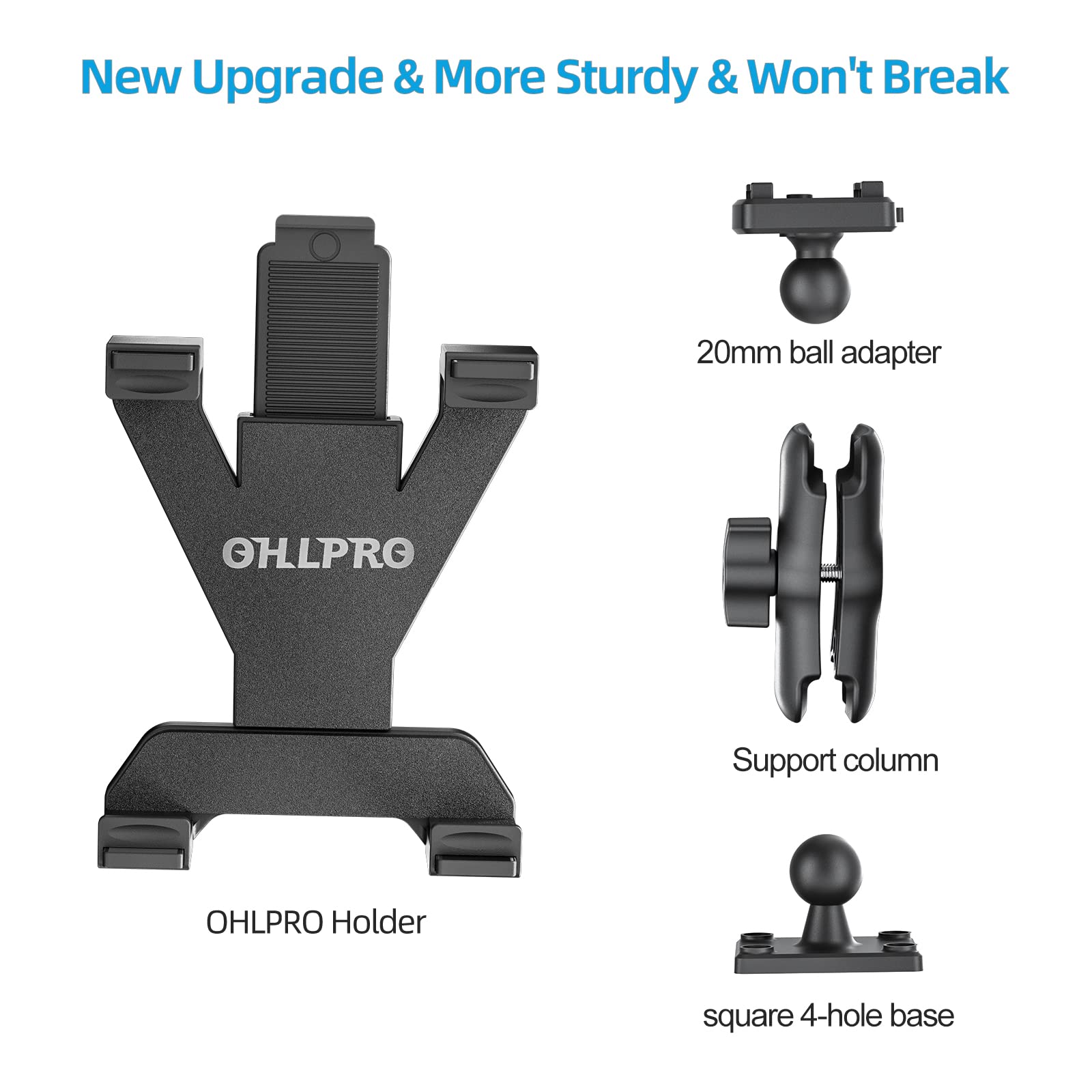 OHLPRO Tablet Holder for Truck, Heavy Duty Drill Base Tablet Car Mount for iPad, mini, Samsung Galaxy (7" - 11") for Dashboard, Desks, Tabletop, ipad Mount Great for Wall, Commercial Vehicles