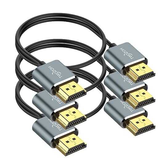 Twozoh Flexible & Slim HDMI Cable 10FT 3 Pack, Ultra Thin HDMI Cord Supports High Speed 4K@60Hz 18gbps 2160P/1080P