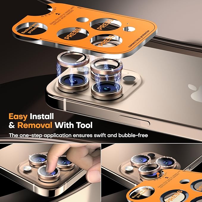 Wumigoo Camera Lens Protector for iPhone 16 Pro Max/16 Pro- Glitter Desert