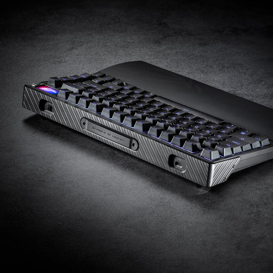 ASUS ROG Azoth Extreme Wireless Mechanical Gaming Keyboard – 75% TKL, ROG NX Snow Linear Switches, PBT Keycaps, Aluminum Chassis, Carbon Fiber, Gasket Mount, Color OLED Screen, PC/Mac Support - Black