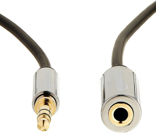 Amazon Basics 3.5mm Male to Female Stereo Audio Extension Cable for Headphones with Gold Plated Connectors, Aux Cord Extender, 25 Foot, Black