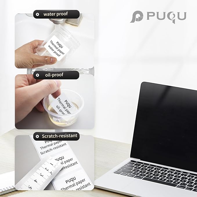 PUQU 20x10mm Direct Thermal Sticker Labels, Self-Adhesive All-Purpose Label Maker Tape, Compatible with AQ Series Label Printer, Refills Standard Laminated Office Labeling, 1 Roll of 600 Labels