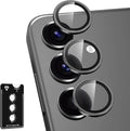 for Samsung Galaxy S24 FE Camera Lens Protector, Individual Metal Ring Tempered Glass Lens Cover, [Strong Adsorption] Scratch Resistant Ultra-Thin HD Clear Lens Cover, 1 Set-Black