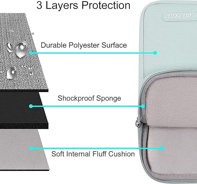 MOSISO Laptop Case 16 inch, 15-15.6 inch Laptop Sleeve Compatible with MacBook Pro 16 M4 M3 M2 M1, HP Acer Dell Lenovo ASUS Notebook, Polyester Vertical Computer Sleeve Bag with Pocket, Mint Green
