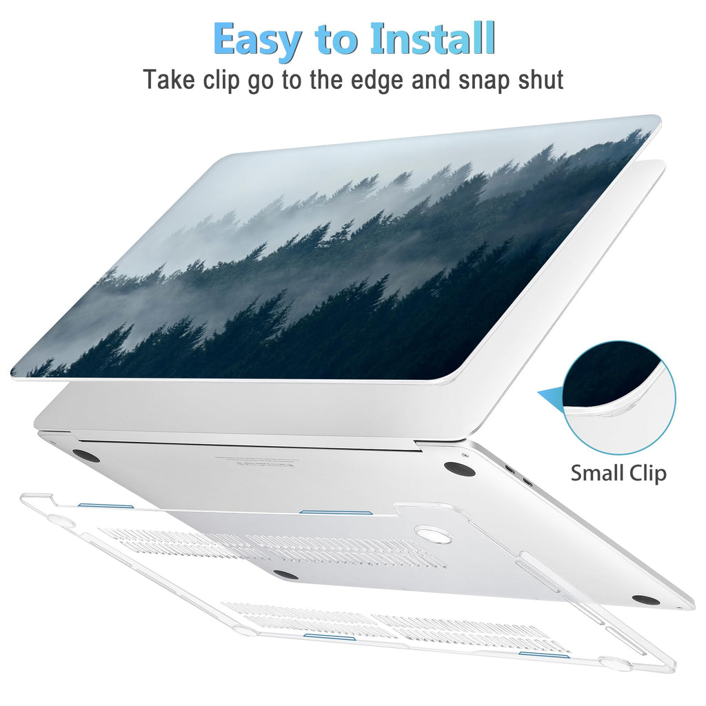 Mektron for MacBook Air 13 Case A1466/A1369 (2010-2017 Release), Snap-on Plastic Hard Shell Cover for MacBook Air 13.3 inch with Keyboard Cover, Misty Forest C132