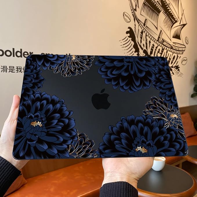 Teryeefi for MacBook Air 13 inch Case Release 2018 2019 2020, Fits Model A2337 M1 Chip, Design Pattern Slim Cover+Keyboard Cover Compatible with 13.3 inch MacBook Air M1 Touch ID, Chrysanthemums
