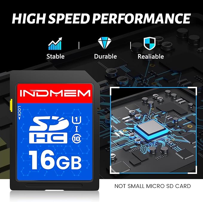 INDMEM SD Card 16GB, 8 Packs Class 10 16GB Flash Memory Card MLC Standard Secure Digital Cards Camera Card