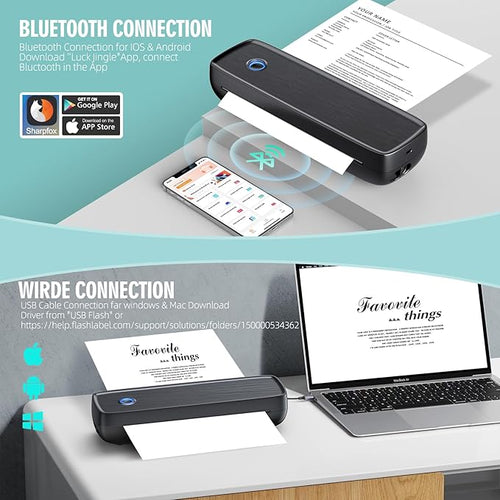 Aixiqee AixiqeePrinter for Travel，Bluetooth & USB & Labels