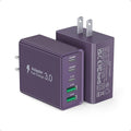 [2Pack] 50W USB C Plug,5-Port Fast Charger Block PD+QC Cube Wall Charging Box Brick for iPhone 16/15/14/13 for Samsung Galaxy S24/S23/S22/S21+/S21 Ultra, Magsafe Wireless Charger,(Purple)
