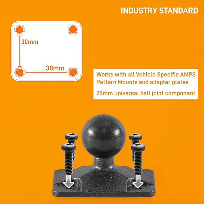 iBolt 25mm / 1 inch Composite AMPS Adapter Plate for Industry Standard Dual Ball Socket mounting arms,25mm Composite,IBPB-33880
