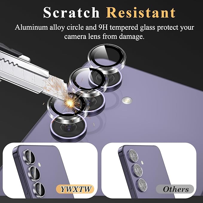 YWXTW Camera Lens Protector for Samsung Galaxy S24 Plus Accessories, 9H Tempered Glass Ultra HD Individual Ring Camera Cover Screen Protector for S24 Plus, Case Friendly (Clear)
