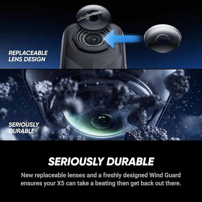 Insta360 X5 Get-Set Bundle - Waterproof 8K 360° Action Camera, Leading Low Light, Invisible Selfie Stick Effect, Rugged and Replaceable Lens, 3-Hour Battery, Built-in Wind Guard, Stabilization