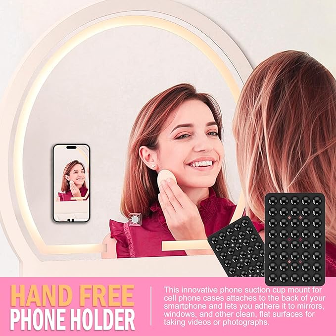 Silicone Double Sided Suction Phone Case Mount, Detachable Hands Free & Strong Grip Holder for Selfies & Videos, Compatible iPhone Android (Black, 1Pack)