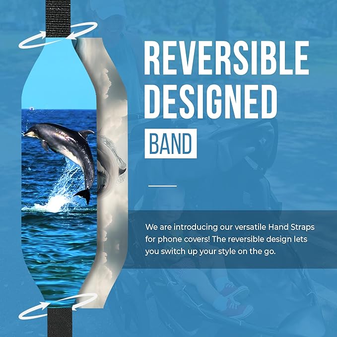 Phone Grip Strap - Pack of 2 Reversible Finger Holder for Phone Back, Customizable Anti-Slip Design, Wireless Charging Compatible Detachable Holder for iPhone - Shark Jump