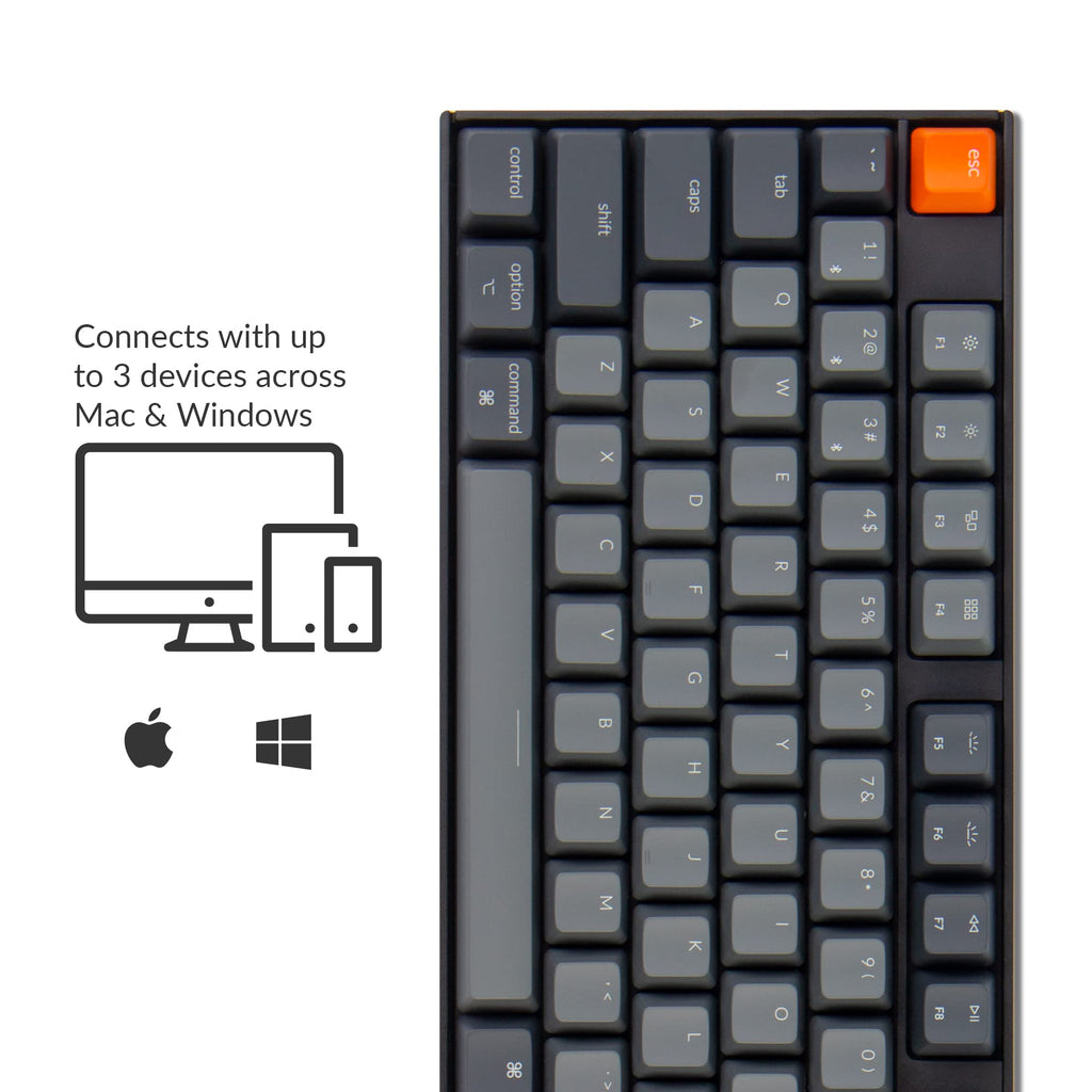 Keychron K10 Full Size Layout White LED Backlit Hot-Swappable Mechanical Keyboard for Mac Windows, Multitasking 104-Key Bluetooth Wireless/USB Wired Computer Keyboard with Keychron Super Brown Switch