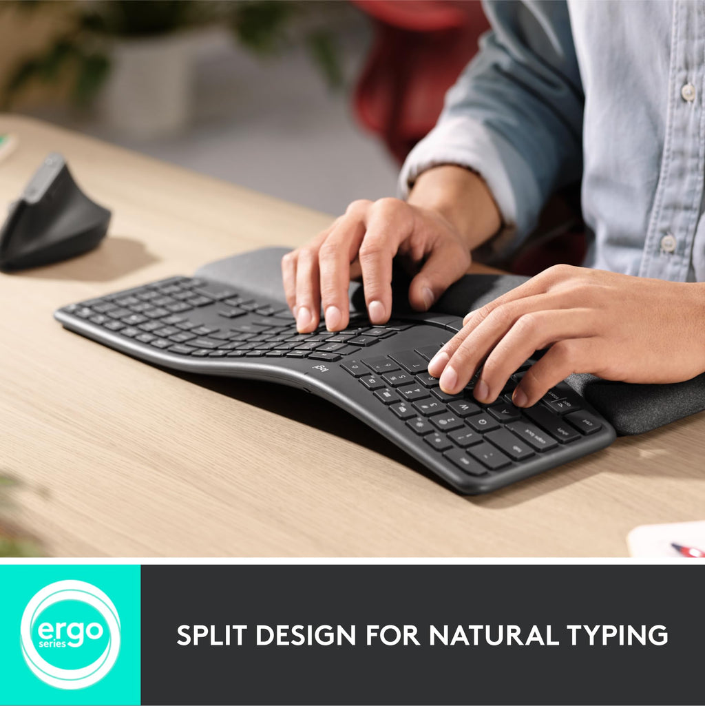 Logitech Ergo K860 Wireless Ergonomic Split Keyboard with Wrist Rest