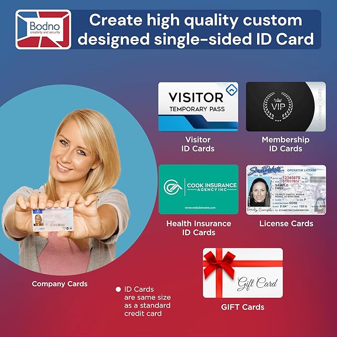 Bodno Magicard Pronto 100 ID Card Printer & Complete Supplies Package ID Software - Silver Edition