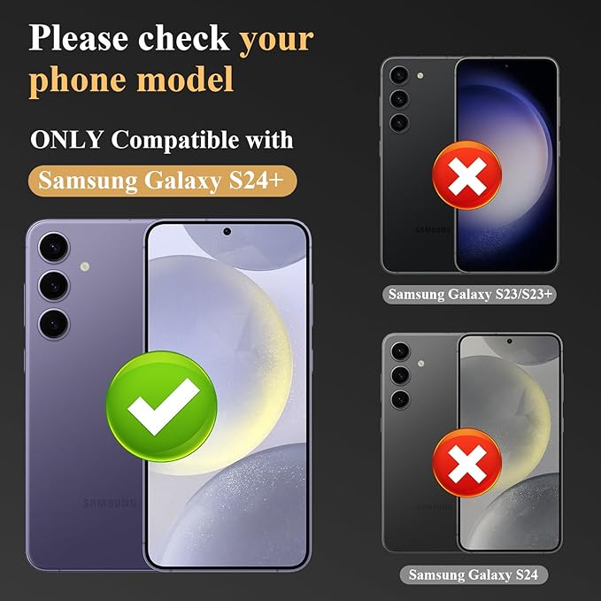 YWXTW Camera Lens Protector for Samsung Galaxy S24 Plus Accessories, 9H Tempered Glass Metal Individual Ring Camera Cover Screen Protector for S24 Plus, Case Friendly, Anti Scratch (Cobalt Violet)
