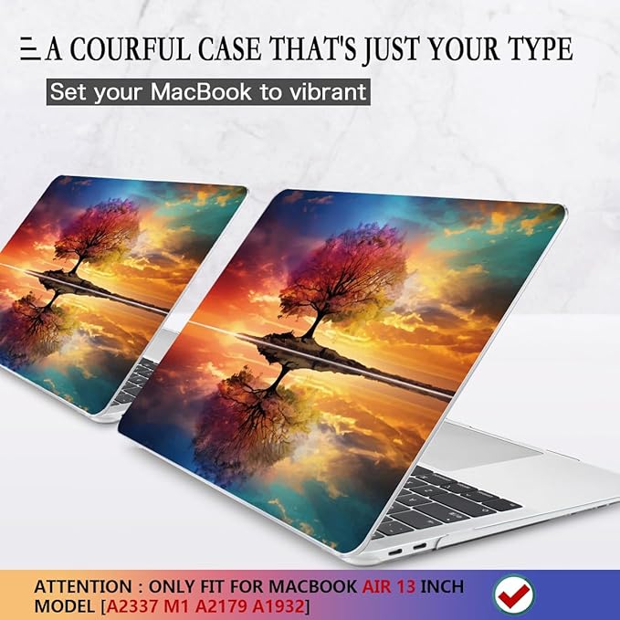 CISSOOK Compatible with MacBook Air 13 inch Case 2021, 2020-2018 Release Model M1 A2337 A2179 A1932, Protective Plastic Hard Shell Case Cover for MacBook Air 13-inch with Touch ID, Tree Landscape