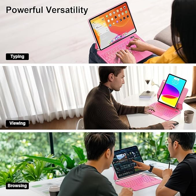 for iPad 11th (A16) & 10th Generation Case with Keyboard – Magic-Style Magnetic – Floating Cantilever Stand - Multi-Touch Trackpad Keyboard Case for iPad 11 inch 2025&10th Gen 10.9 inch (Pink)