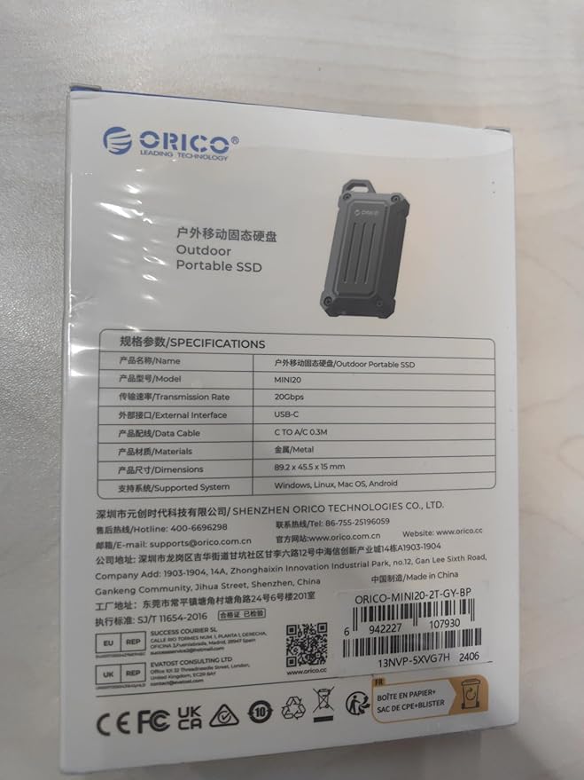 ORICO 2 TB External SSD Docking Station, SSD Expansion + Hub Extension, Up to1000MB/s, 10-in-1 USB C HUB with Internal SSD, Support 4K@60Hz HDMI Display, 100W PD, Ethernet, SD/TF, Mac Mini - SJ10