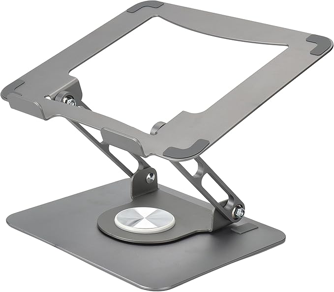 Uncaged Ergonomics Swivel Laptop Stand for Desk, Adjustable Computer iPad Stand for Desk w/ 360 Rotation, Portable Laptop Holder for Home Office Ergonomic Supplies (Space Gray)