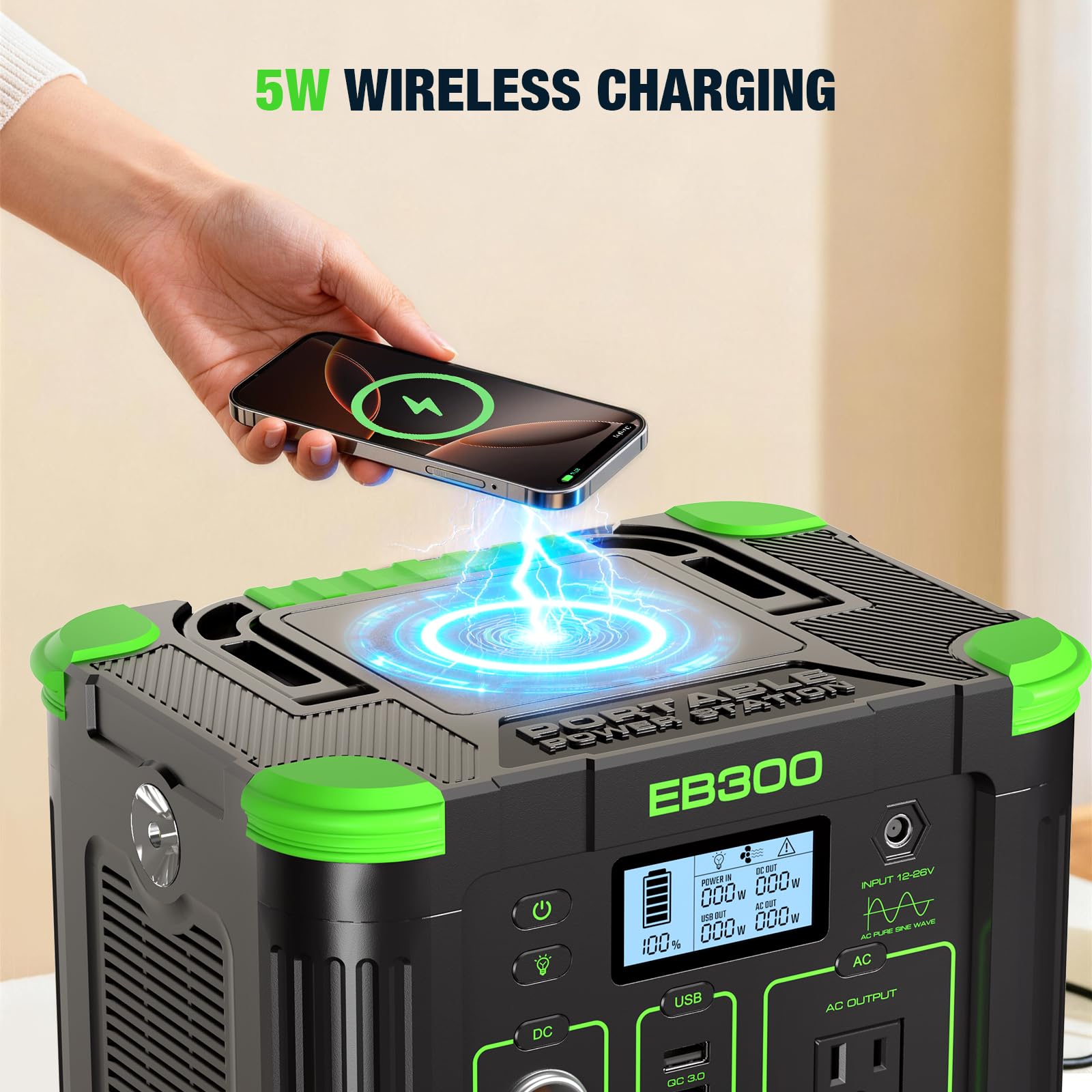 GRECELL Portable Power Station 330W, 288.6Wh Solar Generator