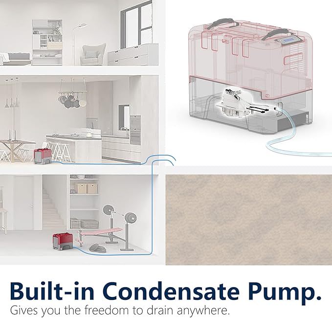 ALORAIR LGR Commercial Dehumidifier with Pump Drain Hose, 180 Pint Large Capacity Crawl Space Dehumidifier for Water Damage Restoration, Basements Warehouse & Job Sites, 5 Years Limited Warranty, Red