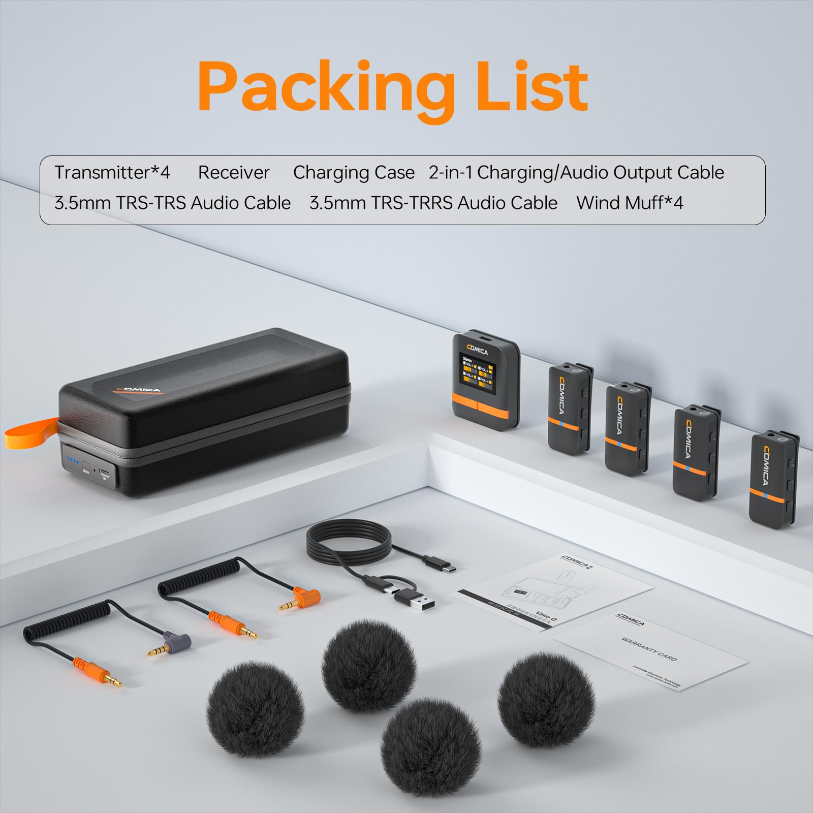 COMICA Vimo Q 4 Channels Wireless Lavalier Microphone for Camera/Smartphone