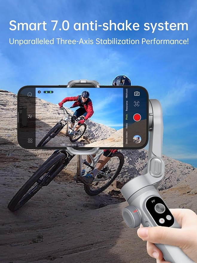 Gimbal Stabilizer for Smartphone, 3-Axis Portable iPhone Gimbal w/OLED Display for iPhone/Andriod, Phone Gimbal with Face/Object Tracking for Tiktok YouTube Vlog-Smart X Pro Gray