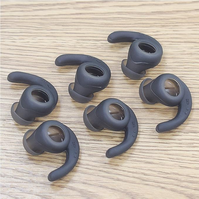 3 Pairs (S M L) Silicone Eargel Replacement Earbuds Eartips Compatible for Synchros Reflect BT Sports Wireless in-Ear Earphones (Dark-Grey)