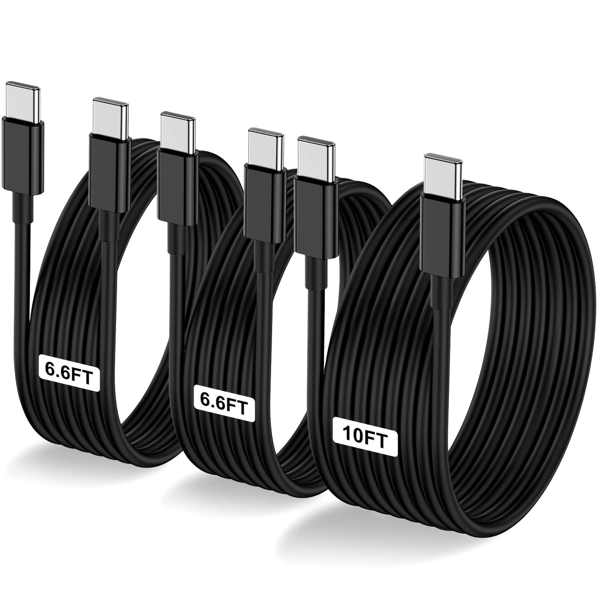 LOFPYE 3-Pack 10FT 60W USB C to USB C Cable, Type C to Type C Cable,Fast Charging Cable for iPhone 16 15 Pro Plus Pro Max，for Galaxy S24 S23, for iPad Pro/Air, for MacBook Pro/Air and More